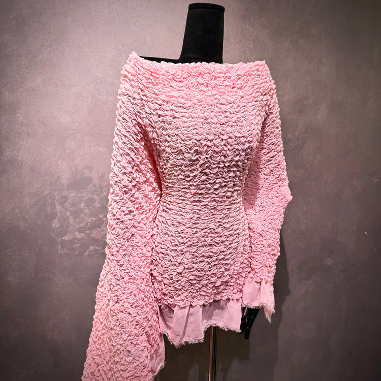 Grid Smocked Chiffon - Pink