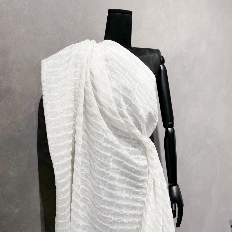 Wavy Double Weave Stripe - White