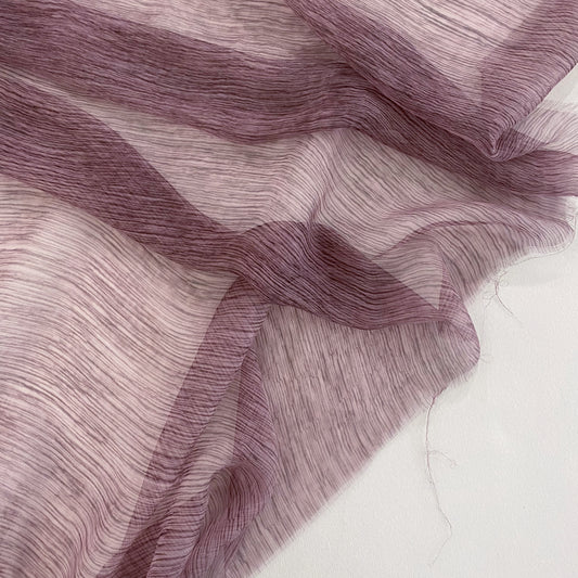 Crinkled Sheer Silk Chiffon - Mulberry Tonal