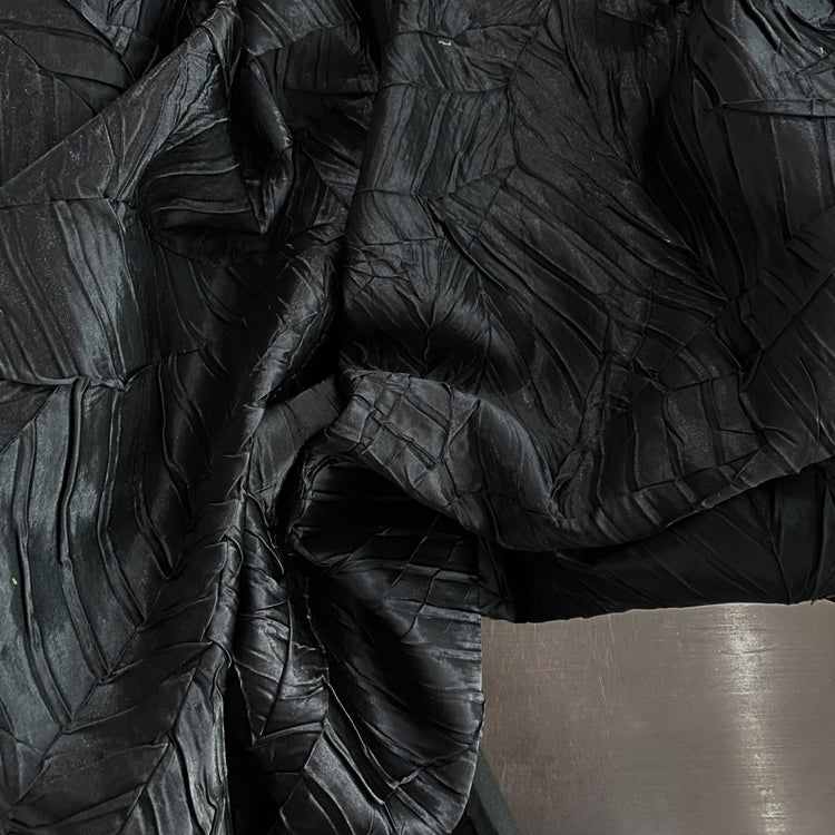 Irregular Pleat Bonded Satin - Black