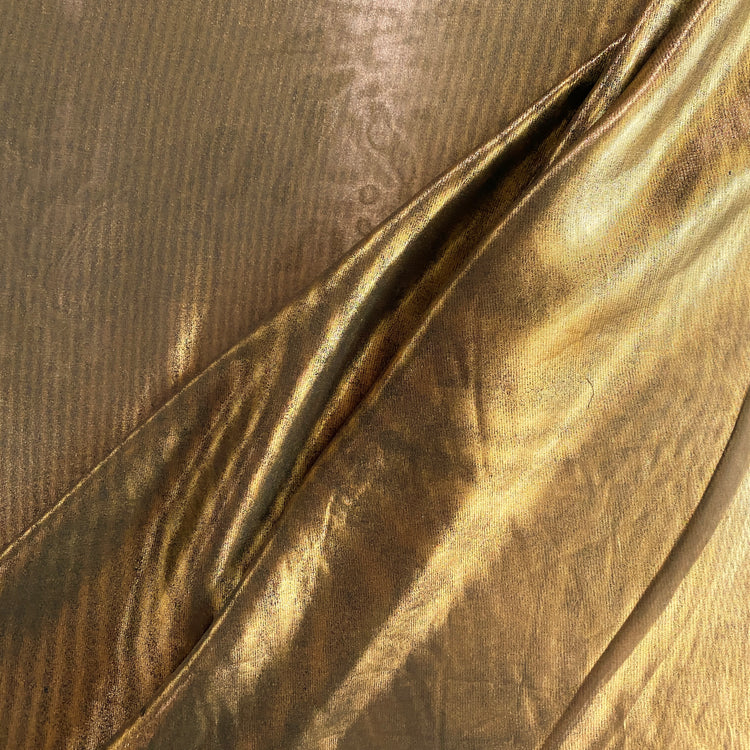 Moiré Stripe Metallic Chiffon - Gold/Black