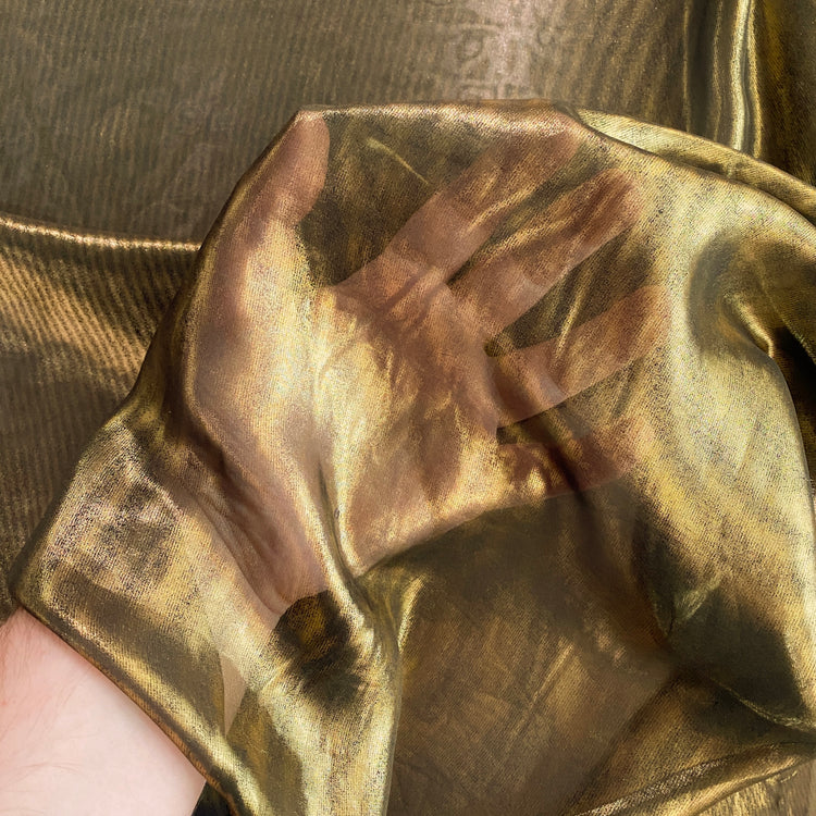 Moiré Stripe Metallic Chiffon - Gold/Black
