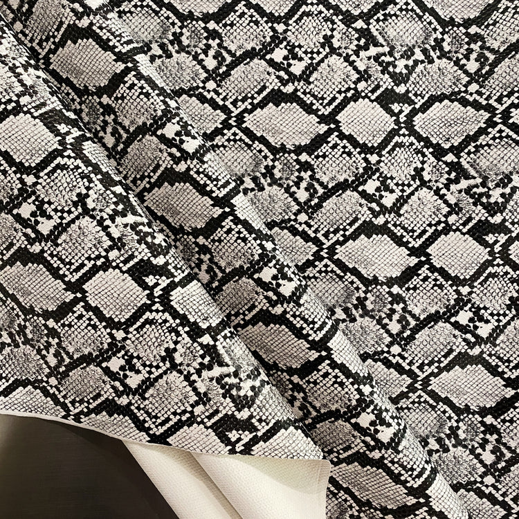 Snake Skin Faux Leather- Black and White