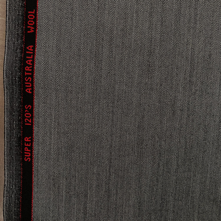 Australian Merino Worsted Wool Gabardine - Herringbone - Dark Grey