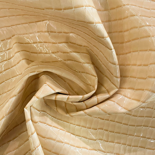 Patent Alligator Faux Leather - Large Pattern - Egg Shell