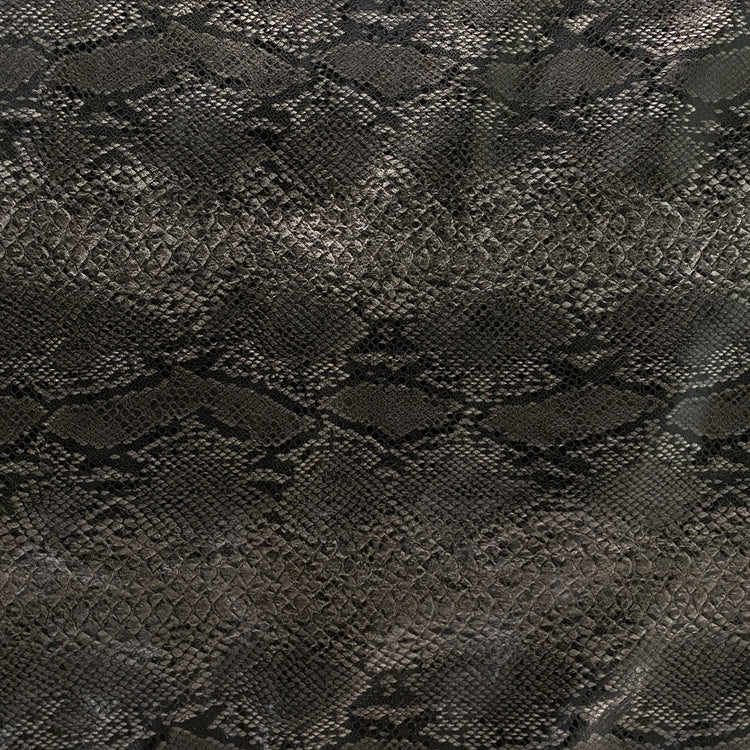 Embossed Snake Skin Faux Leather - Silver / Dark Grey / Black