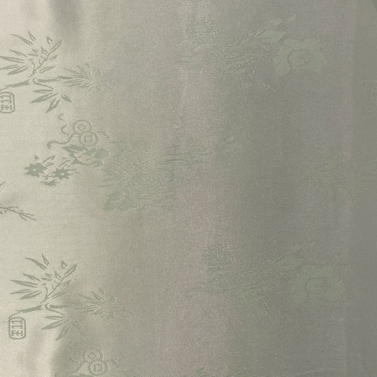 Satin Bamboo Flora Damask  - Pale Green