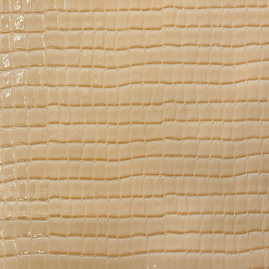 Patent Alligator Faux Leather - Large Pattern - Egg Shell