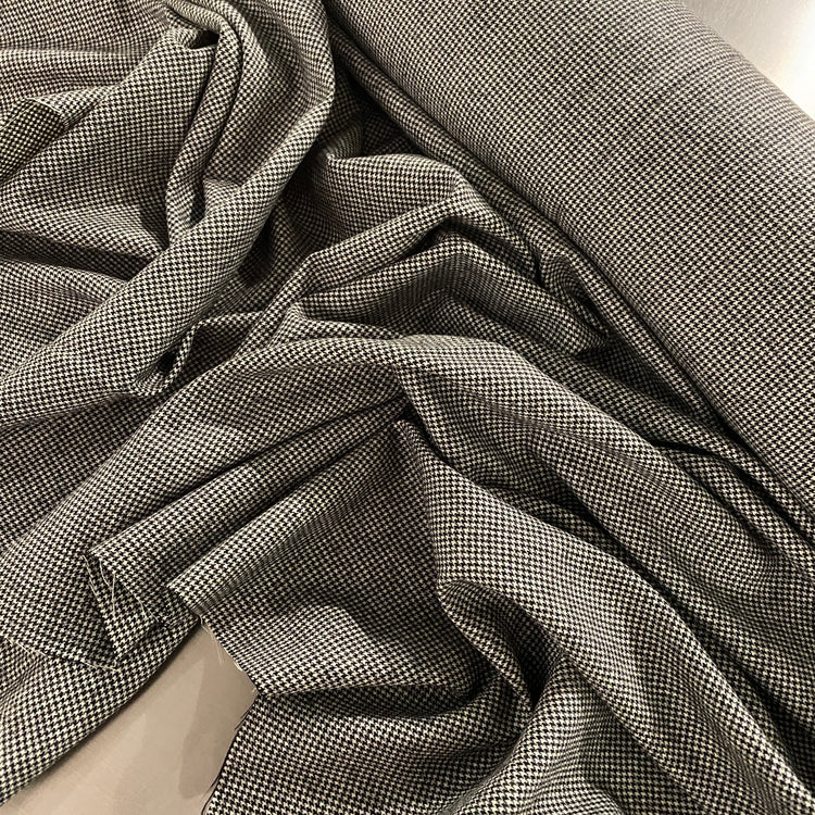 Australian Merino Brushed Wool Flannel - Puppytooth - Black / White