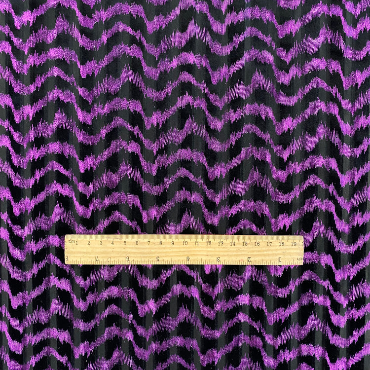 Animal Print Foiled Striped Velour - Dark Magenta / Black
