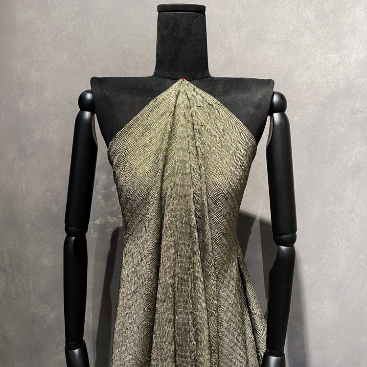 Shirred Look Plisse Metallic Satin - Platinum Gold