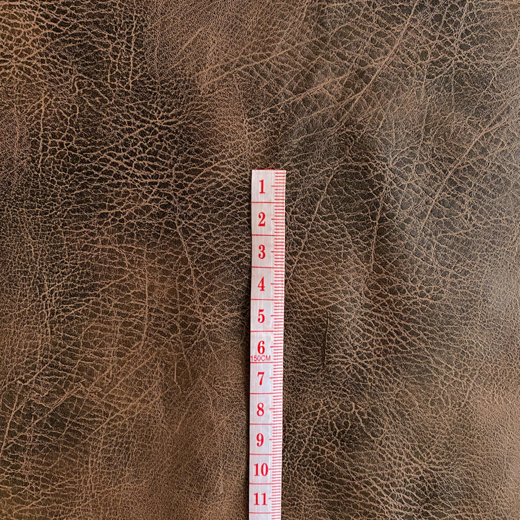 Aged Coarse Grain Faux Leather - Saddle Brown / Sandy Brown