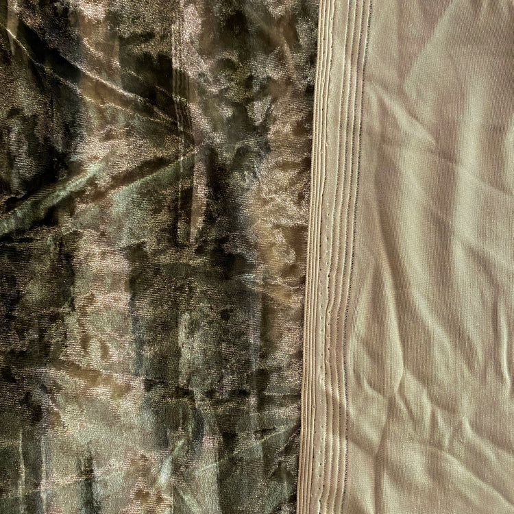 Brush Stroke Camo Stretch Velvet - Dark Olive Green / Papaya Whip