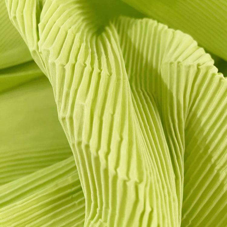 Accordion-Pleated Taffeta - Lime Green