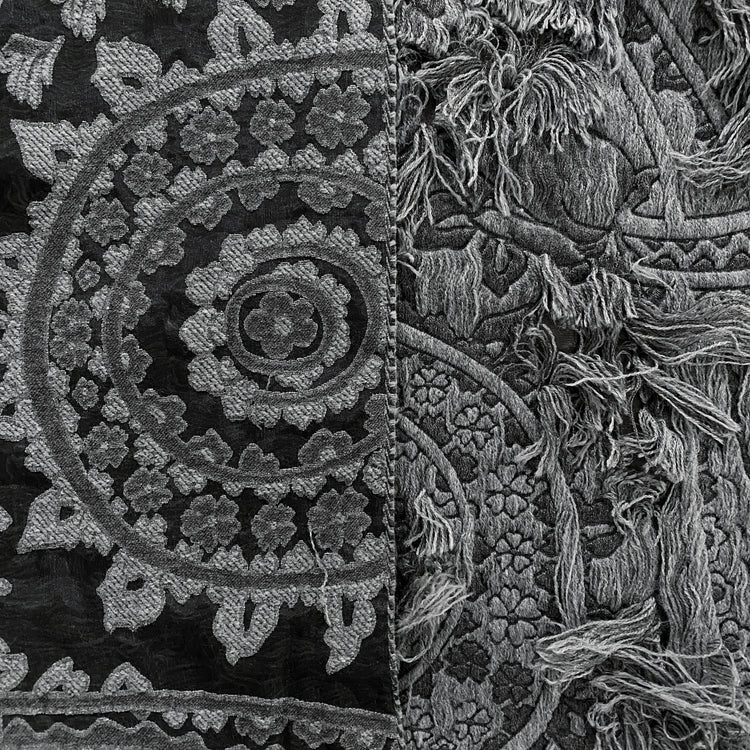 Chenille Cotton Fringe Tapestry Jacquard - Grey
