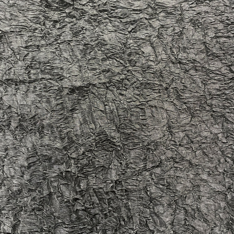 Bonded Plisse Metallic Satin - Dark Silver Grey