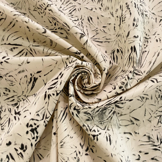 Burnished Bonded Embossed Taffeta - Cornsilk / Black