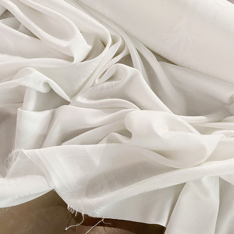 Bamboo Leaf Damask - Duck Weave - White