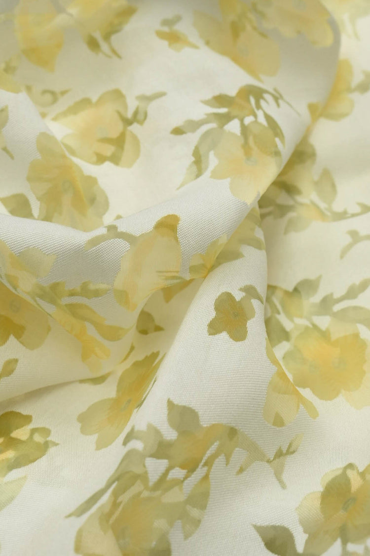 Chiffon Pansy Window Cotton/Nylon Twill - Gold/Pale Goldenrod