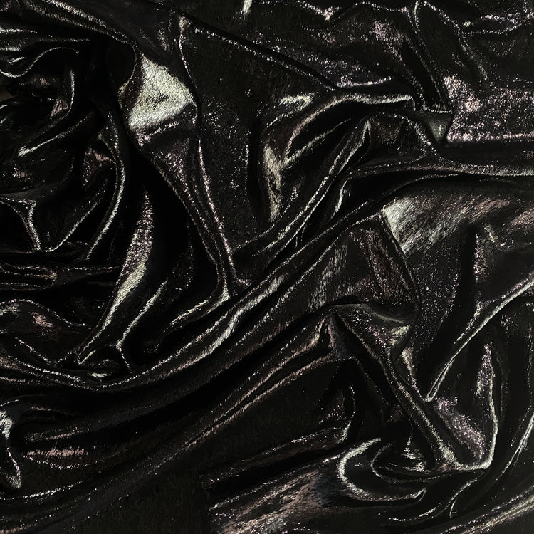 Brushed Metallic Long-pile Velvet - Black