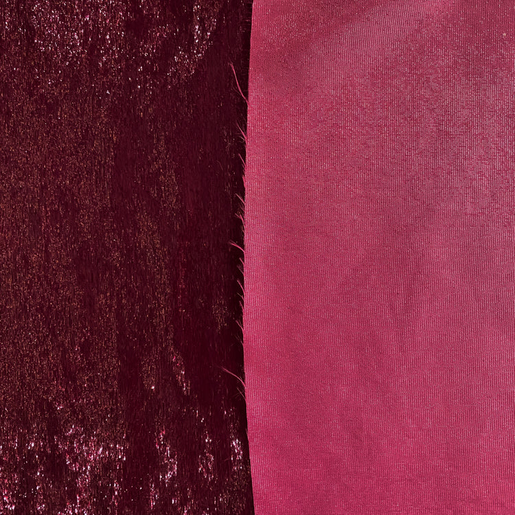 Brushed Metallic Long-pile Velvet - Cherry