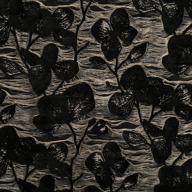 Botanical Dreamscape Velvet Jacquard - Black / Silver
