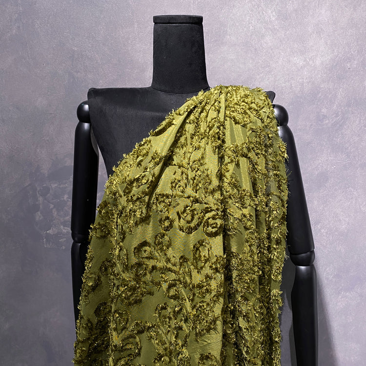 Cut-Pile Damask - Olive Drab