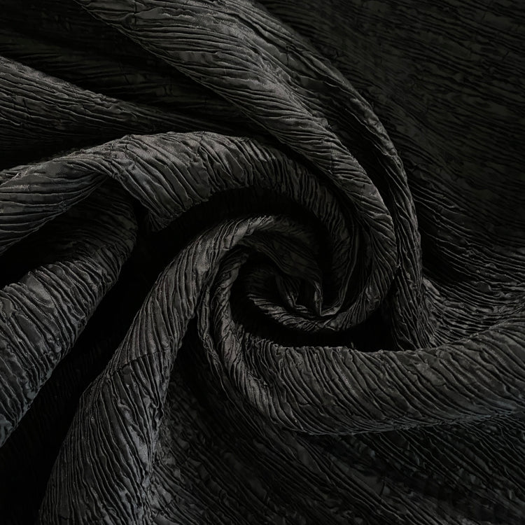Woodgrain Plisse Taffeta - Black