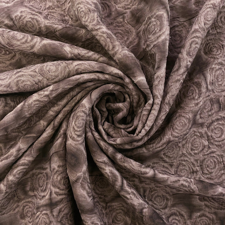 Embossed Crinkle Rose Jacquard -  Brown / Mulberry Purple