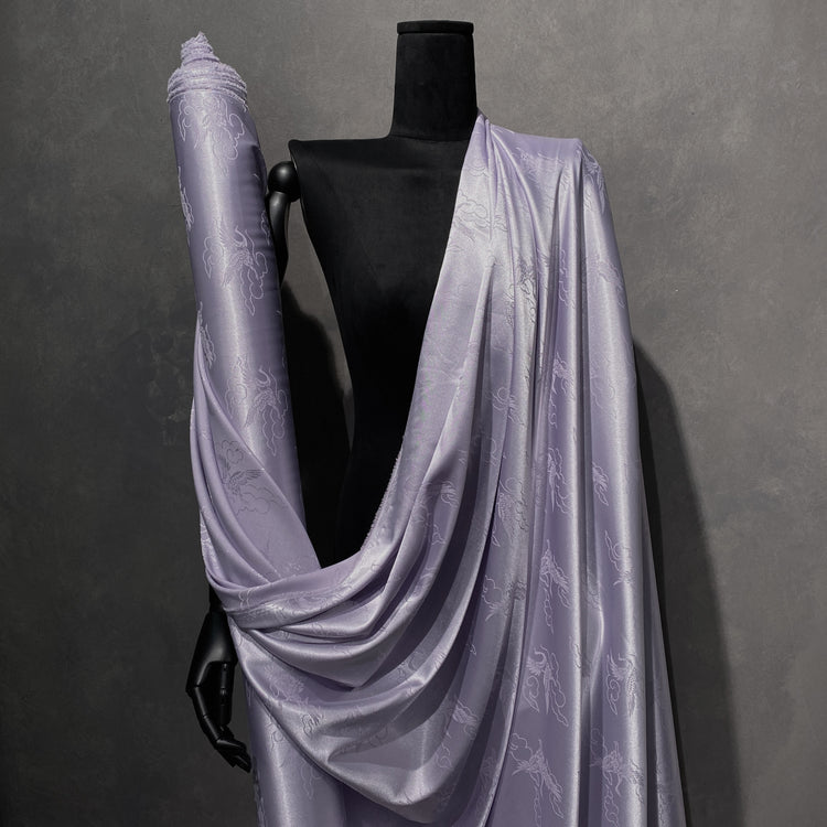Satin Crane Motif Damask Jacquard - Lavender
