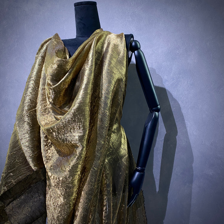 Metallic Creased Shot Organza - Gold / Bronze