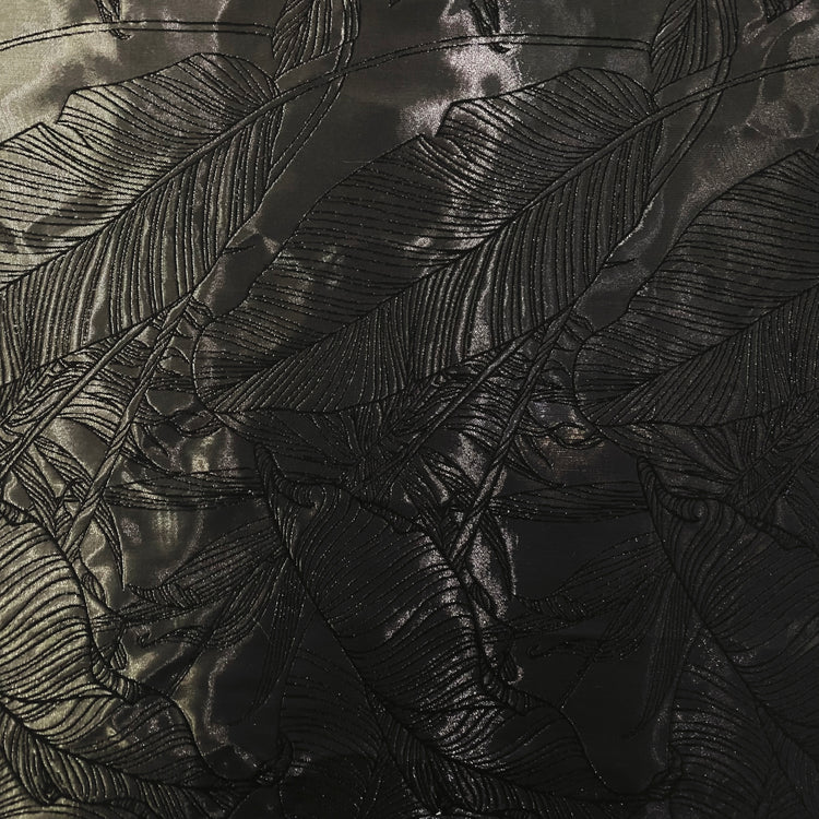 Palm Leaf Crystal Satin  - Gunmetal / Black