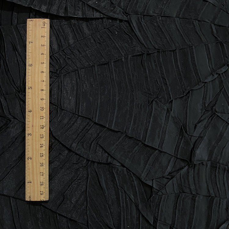 Irregular Pleat Bonded Satin - Black