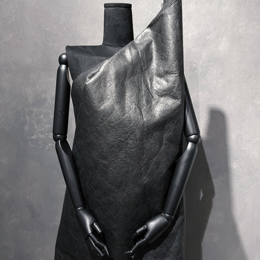 Faux Leather Tyvek with backing  - Black