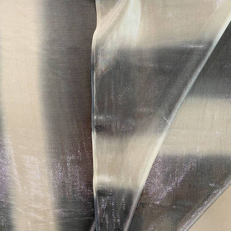 Faded Stripe Silk Lurex Chiffon - Silver / Beige