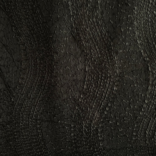 Wavy Tire Track Plisse Organza - Black