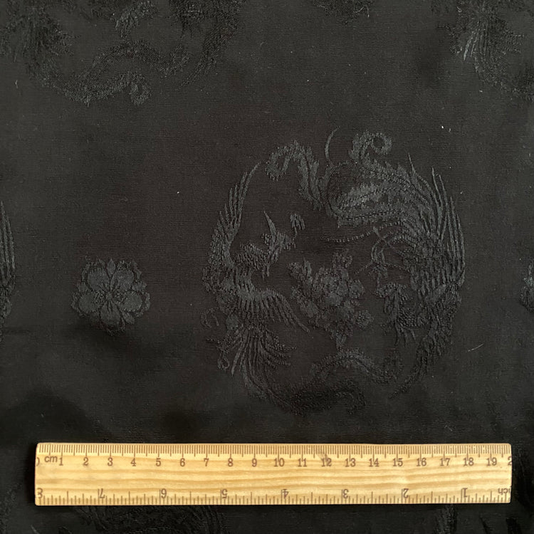 Floral Phoenix Silk/Cotton Damask - Black