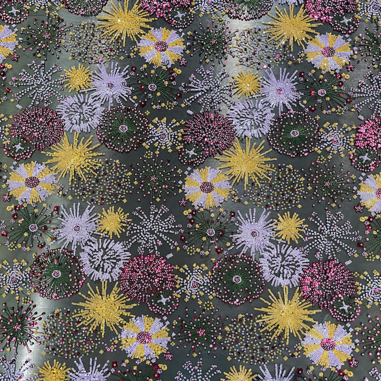 Firework Floral Sequinned Net - Black