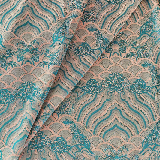 Seigaiha Jacquard - Salmon / Teal