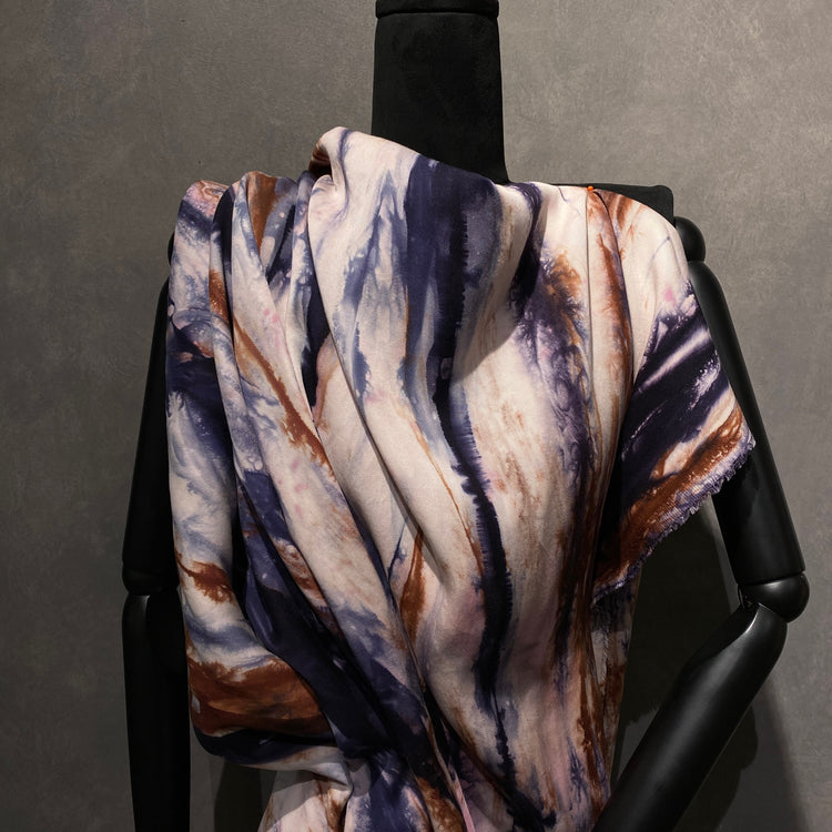 Dyed Stripe Tencel Woven Twill - Dark Blue, Sienna, Orchid
