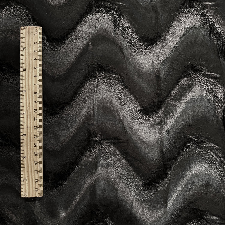 Striped Wave Plush Stretch Velvet - Black