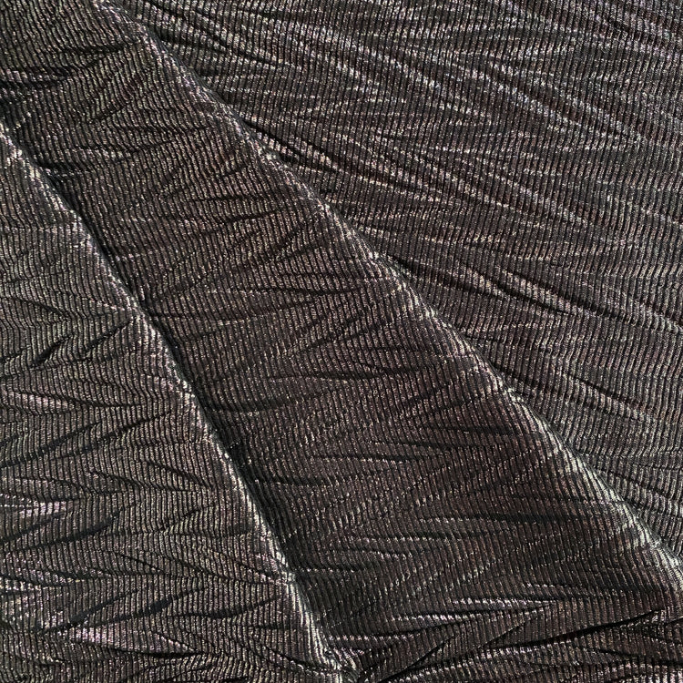 Chevron Embossed Metallic Rib Knit - Rose Silver