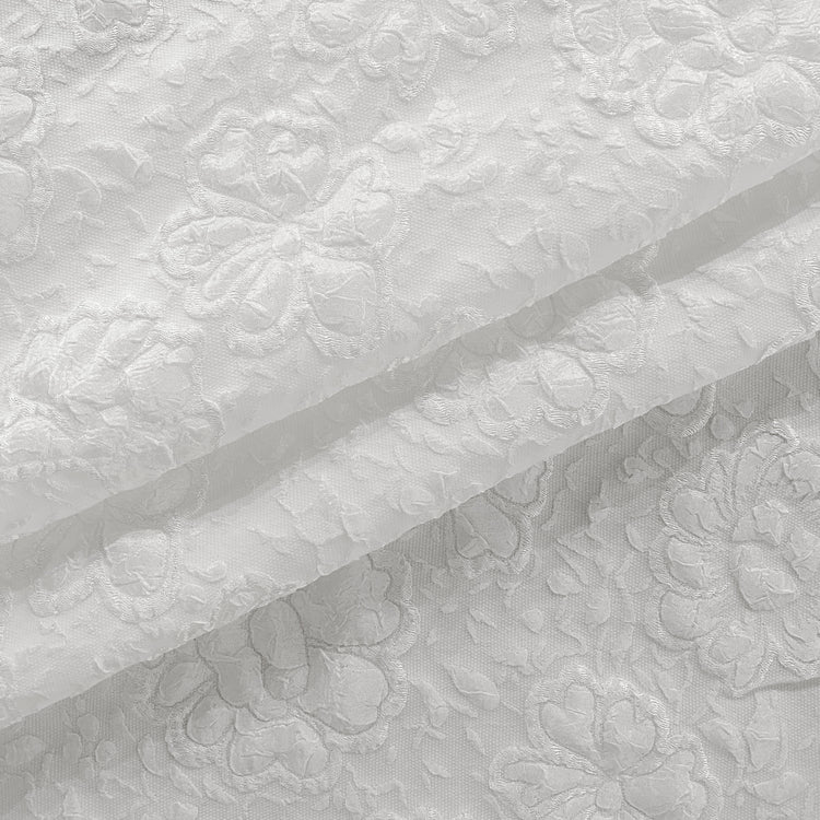 Raised Rose Jacquard - White