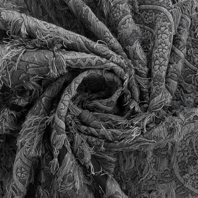 Chenille Cotton Fringe Tapestry Jacquard - Grey