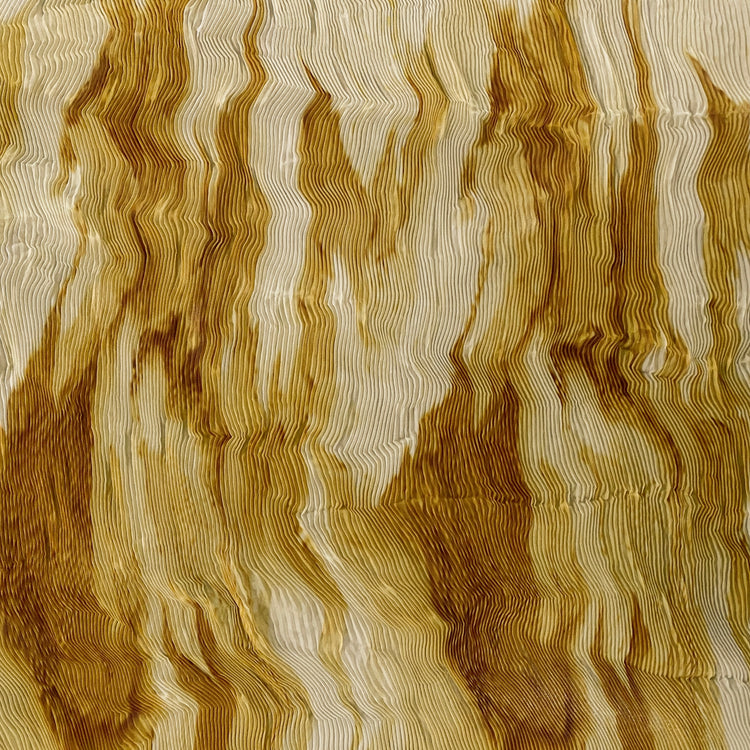 Flame Print Plisse Chiffon - Dark Goldenrod / Pale Yellow