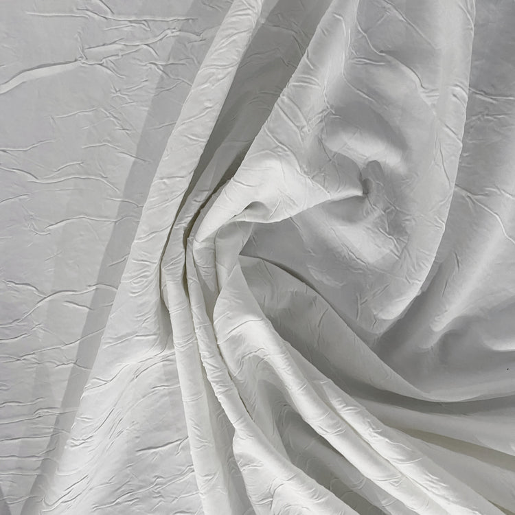 Crinkle Crease Bonded Sateen - White