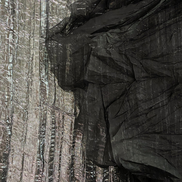Creased Metallic Foiled Chiffon - Silver