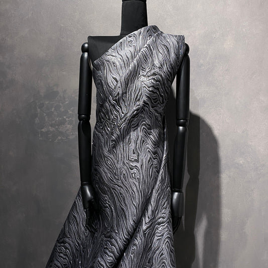 Contour Wave Brocade - Grey/Silver Metallic