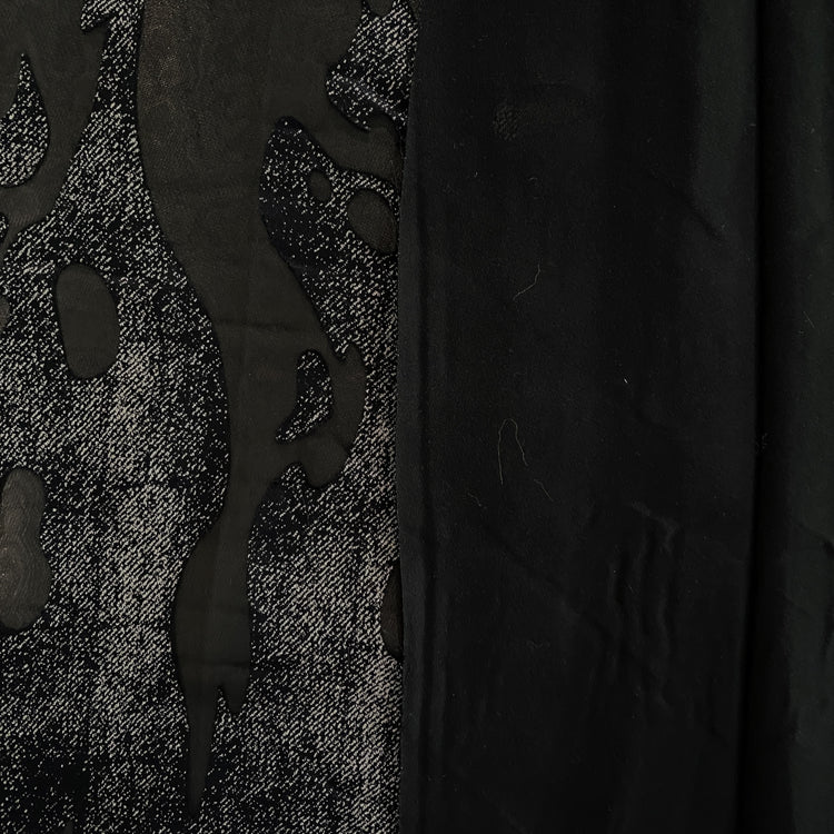 Dripping Denim Devoré Burnout Chiffon - Black / Silver