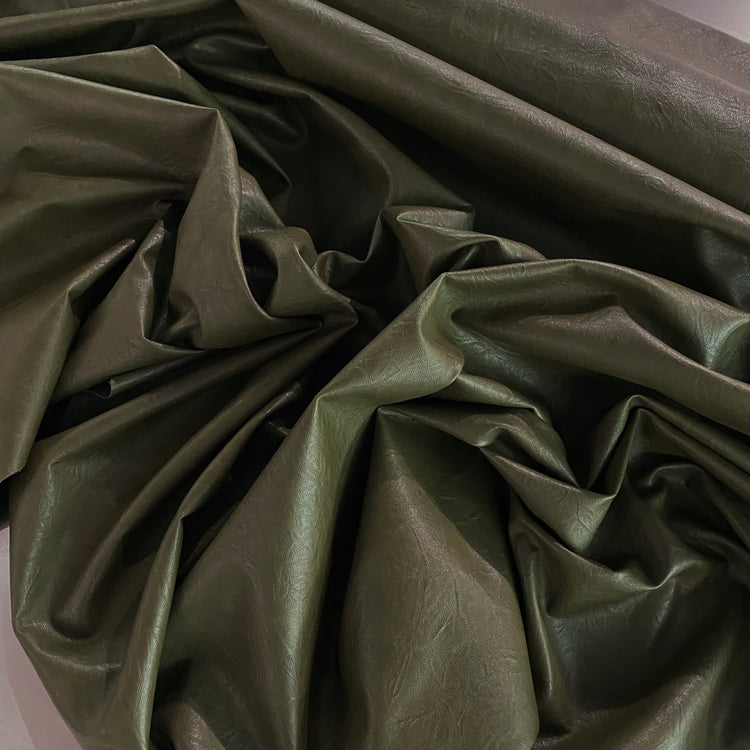 Wrinkle Grain Faux Leather - Dark Olive Green